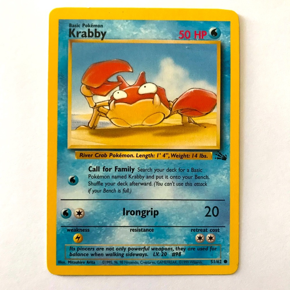 1995 krabby 50 hp Pokémon card